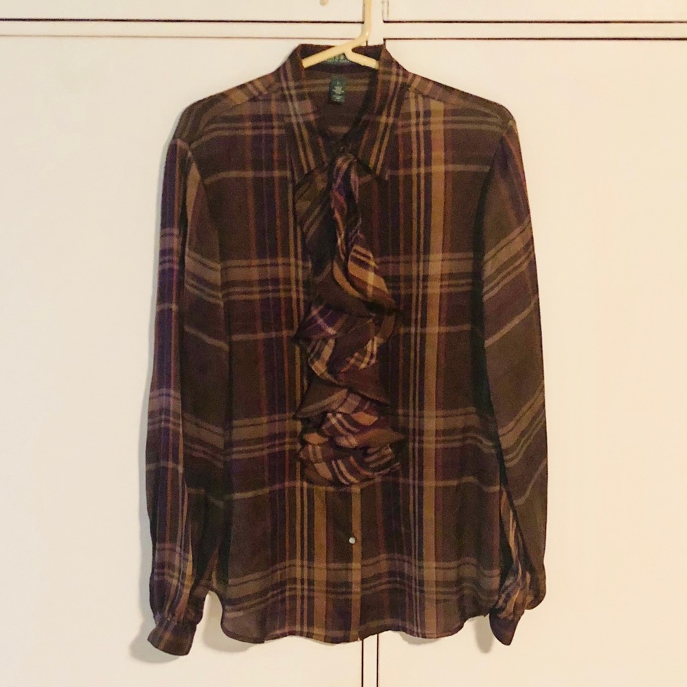 Ralph Lauren silk plaid blouse